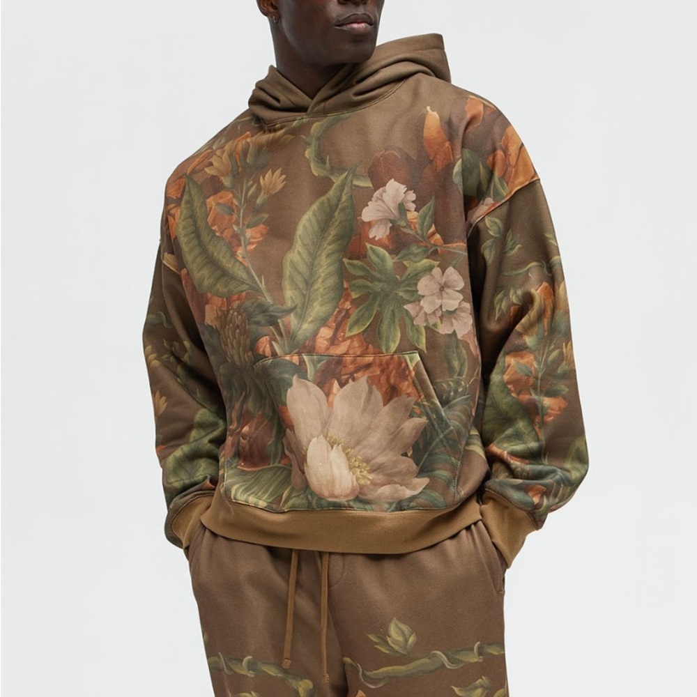 Fashion Nova Brown and Green Camouflage Hoodie